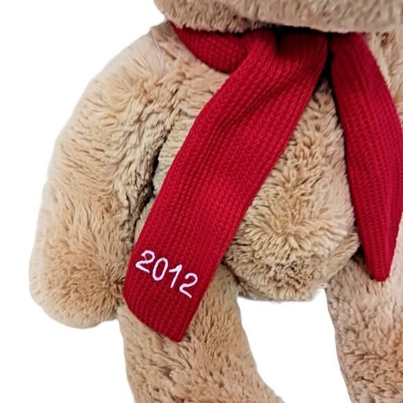2012 Kohls Plush Teddy Bear 13" Sitting Huggable Toy Beige Tan w Scarf Nostalgia - Picture 2 of 16